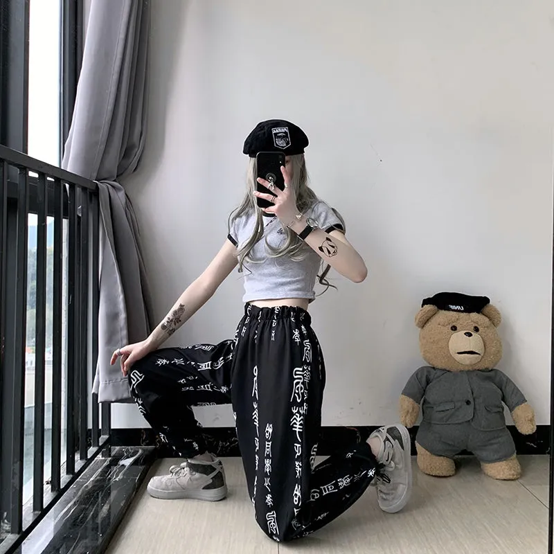 [ @al.osgard ] "DARK TEXT PRINTING" CASUAL PANTS K111005