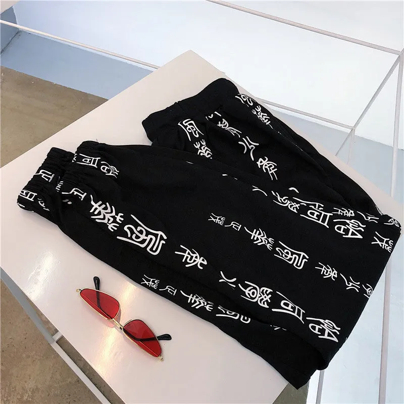 [ @al.osgard ] "DARK TEXT PRINTING" CASUAL PANTS K111005