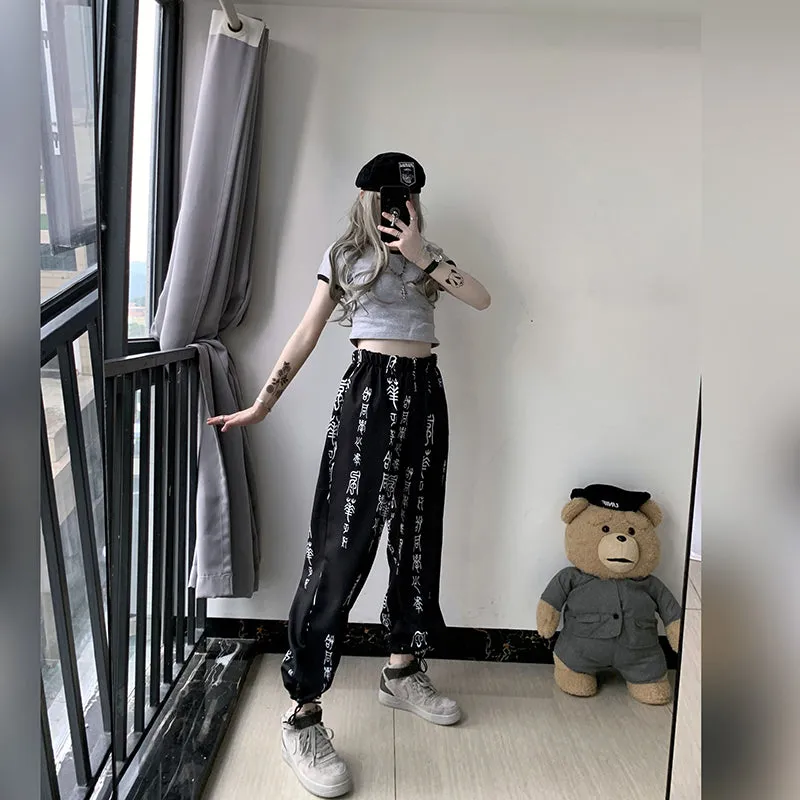 [ @al.osgard ] "DARK TEXT PRINTING" CASUAL PANTS K111005