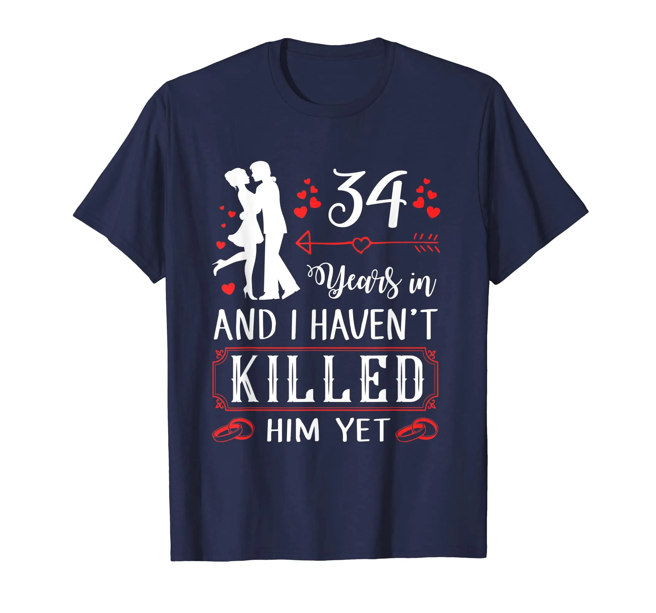 34 Years Wedding Anniversary Gift Idea For Wife Funny Shirt