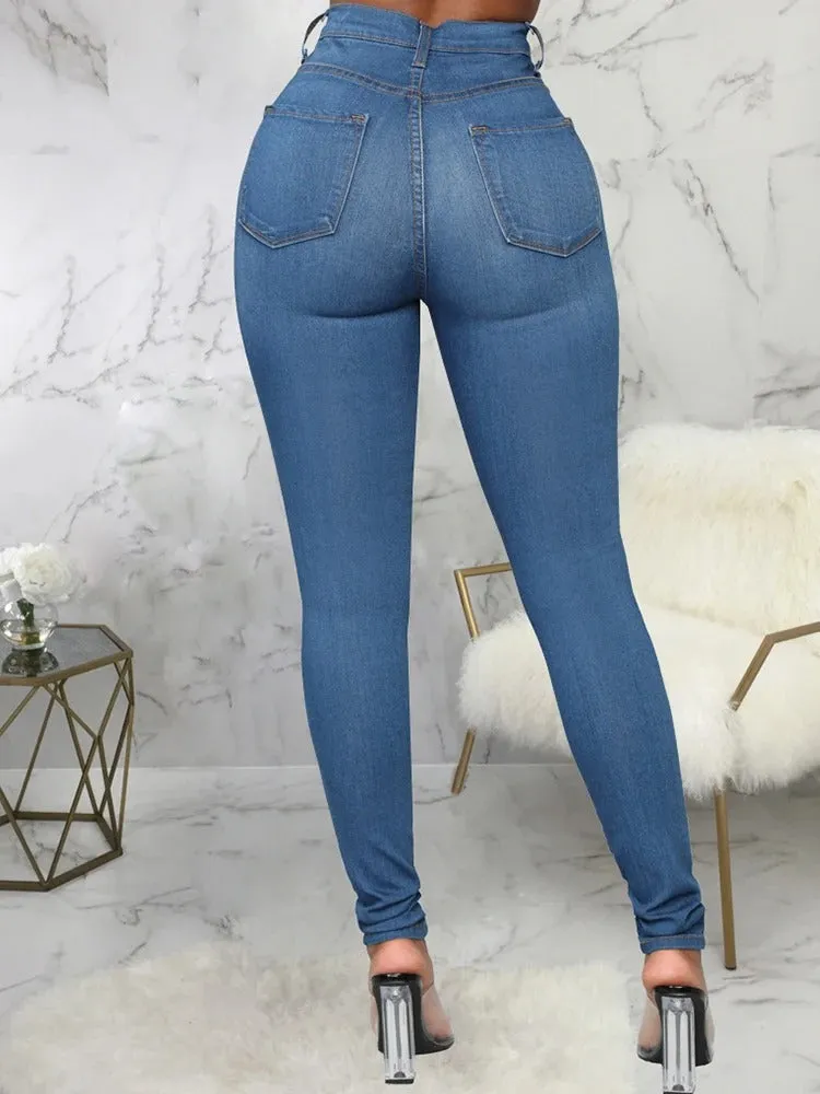 Adeline - Casual elastische jeans met hoge taille