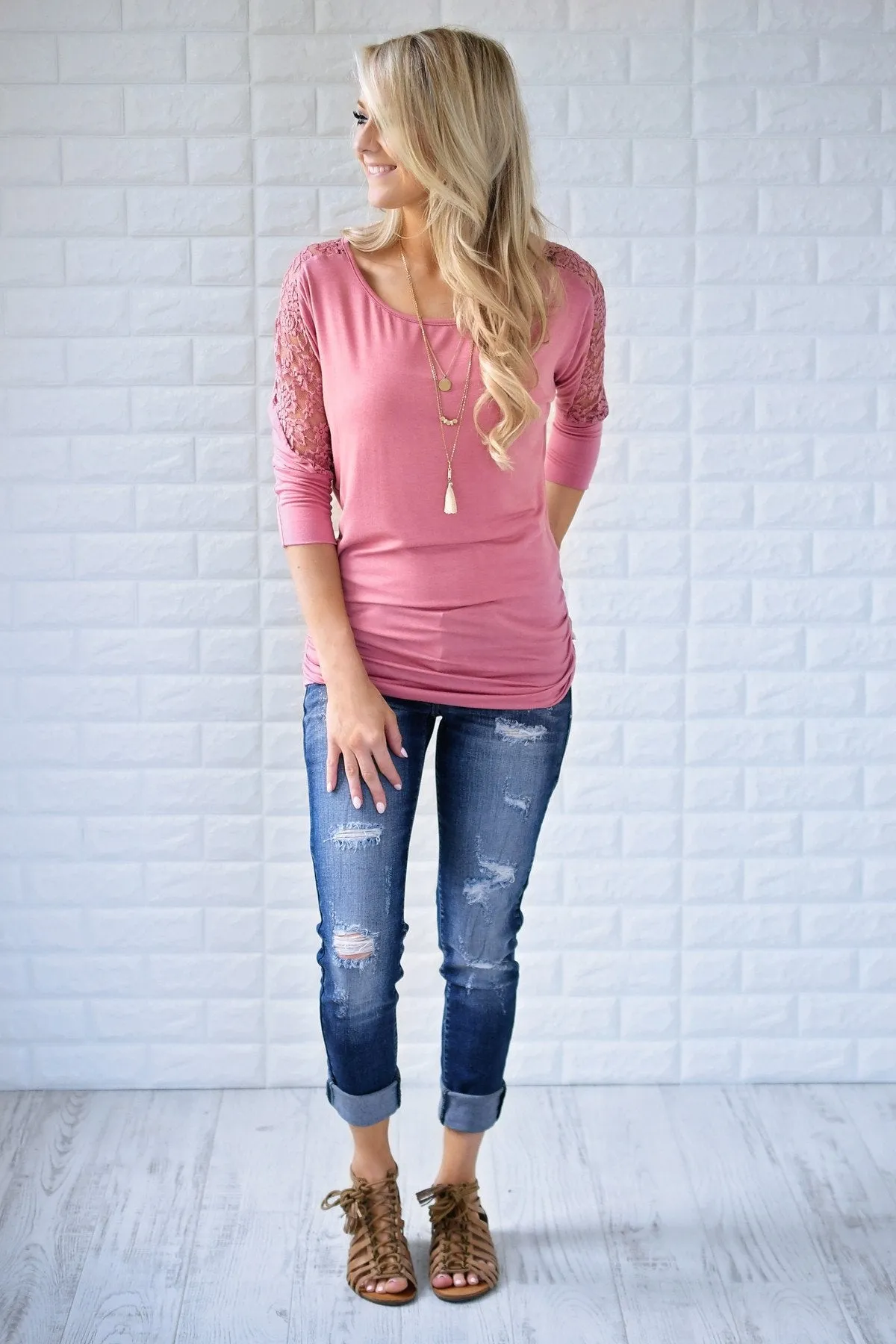 America's Sweetheart Lace Top ~ Pink