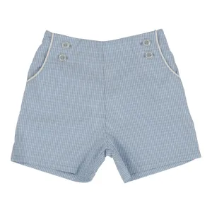 Analogie Windowpane Button Shorts - Light Blue