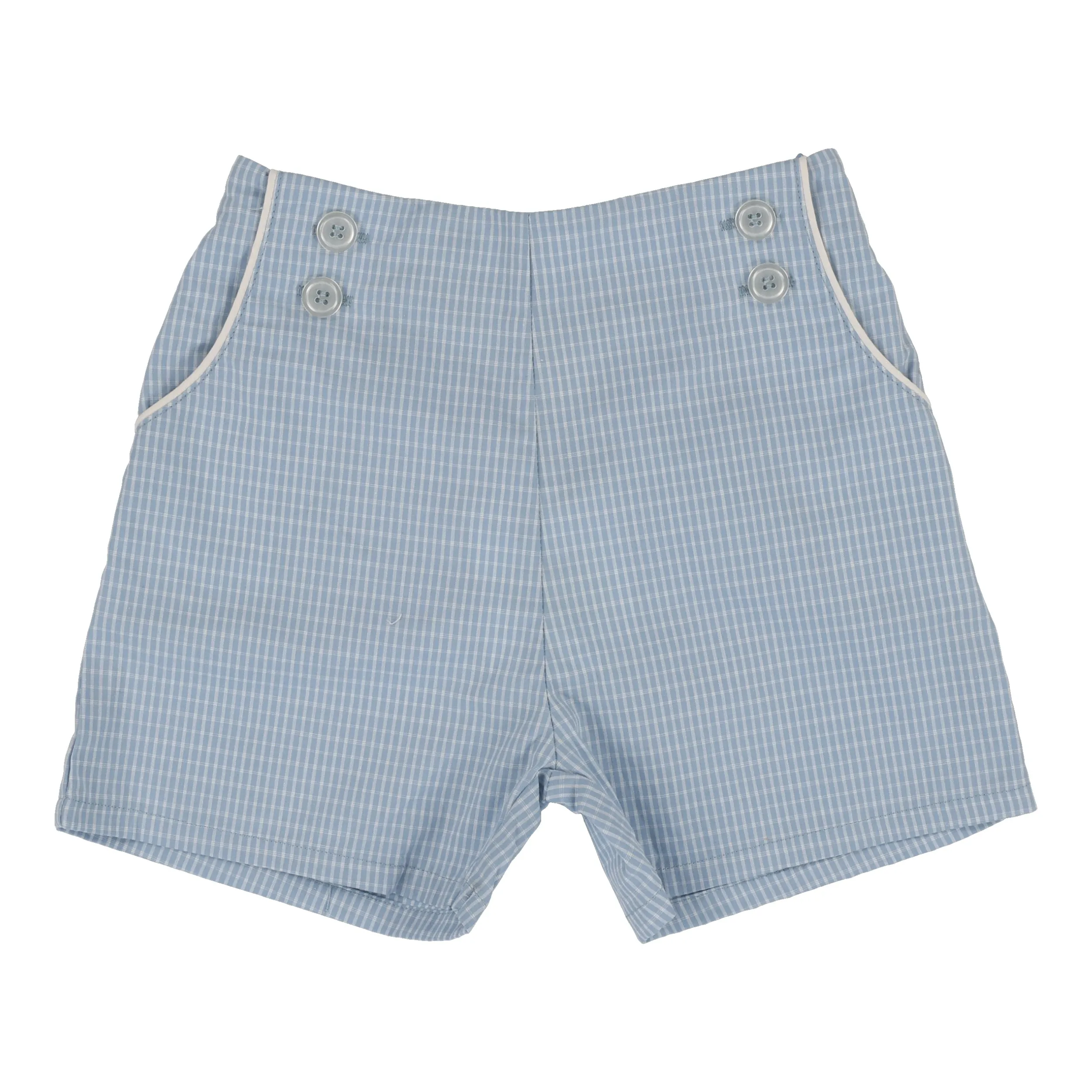 Analogie Windowpane Button Shorts - Light Blue