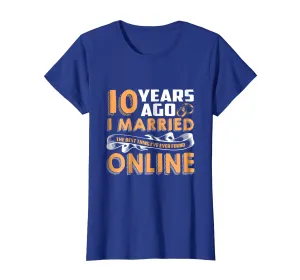 Anniversary Gift T-Shirt For 10 Years Marriage Couple Tee.