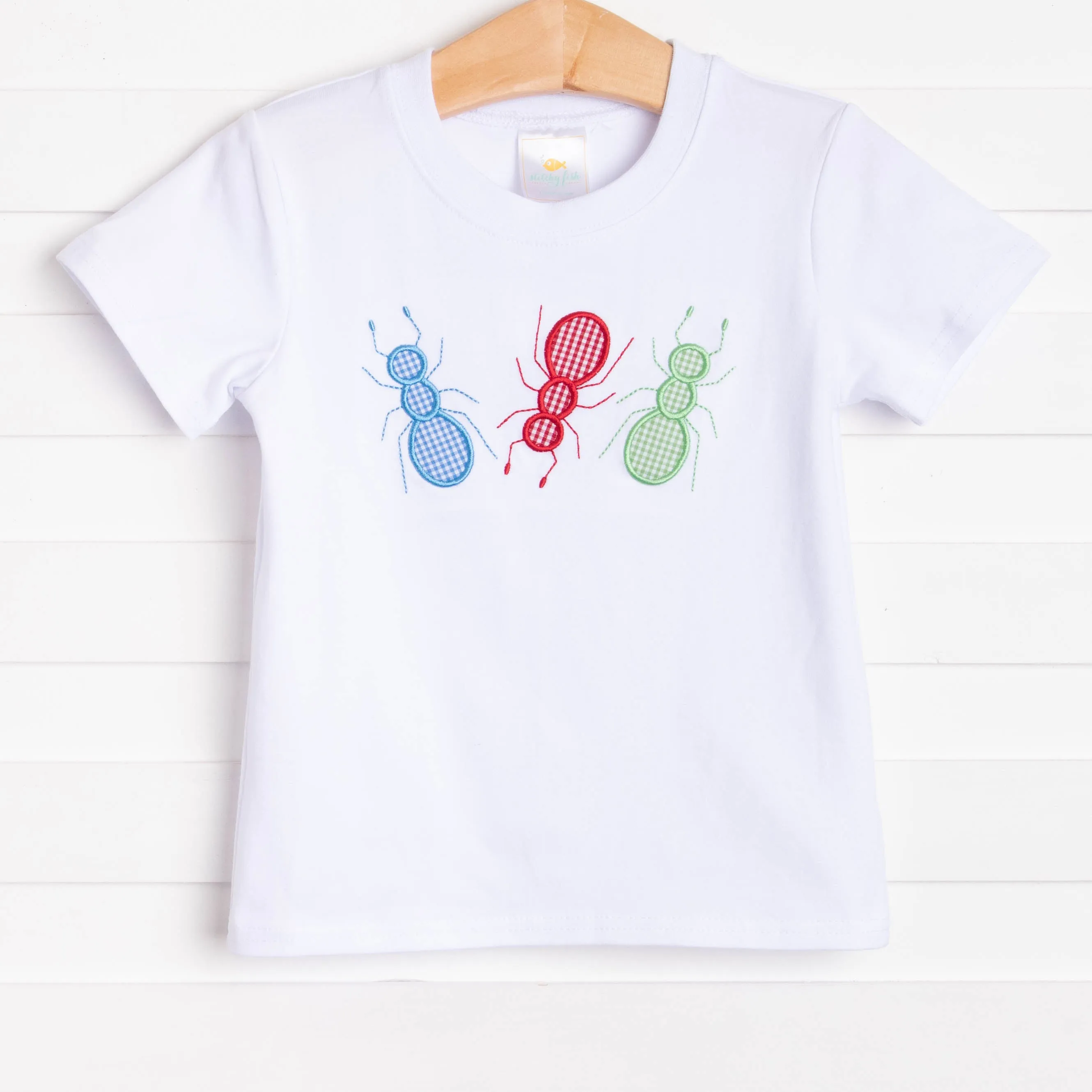 Ants Marching Applique Shirt, White