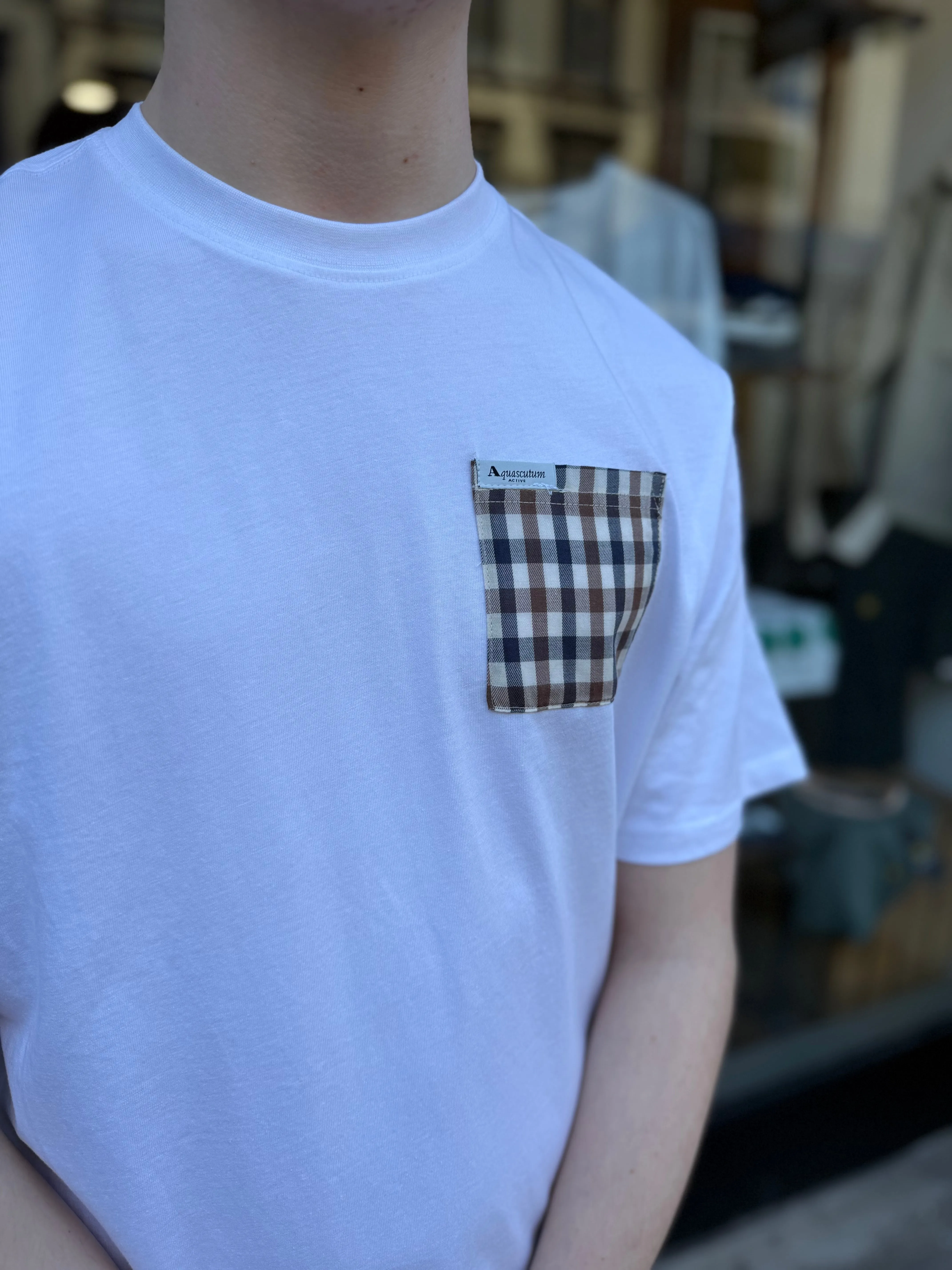 Aquascutum Pocket  Club Check T-shirt White