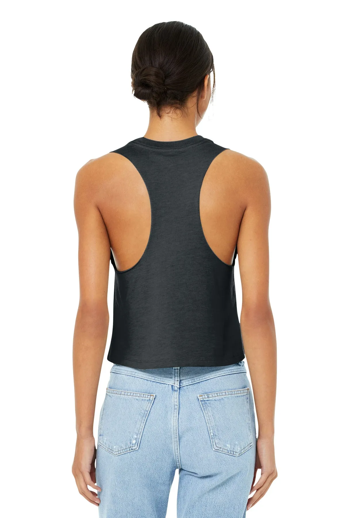 BELLA CANVAS  Women's Racerback Cropped Tank. BC6682 Dark Grey Heather