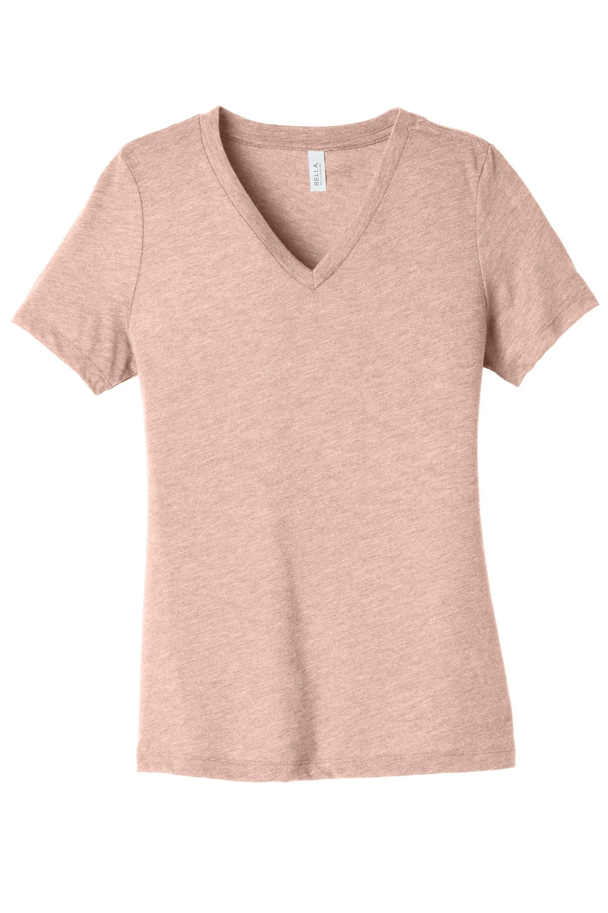 BELLA CANVAS Women's Relaxed Heather CVC V-Neck Tee BC6405CVC Heather Peach