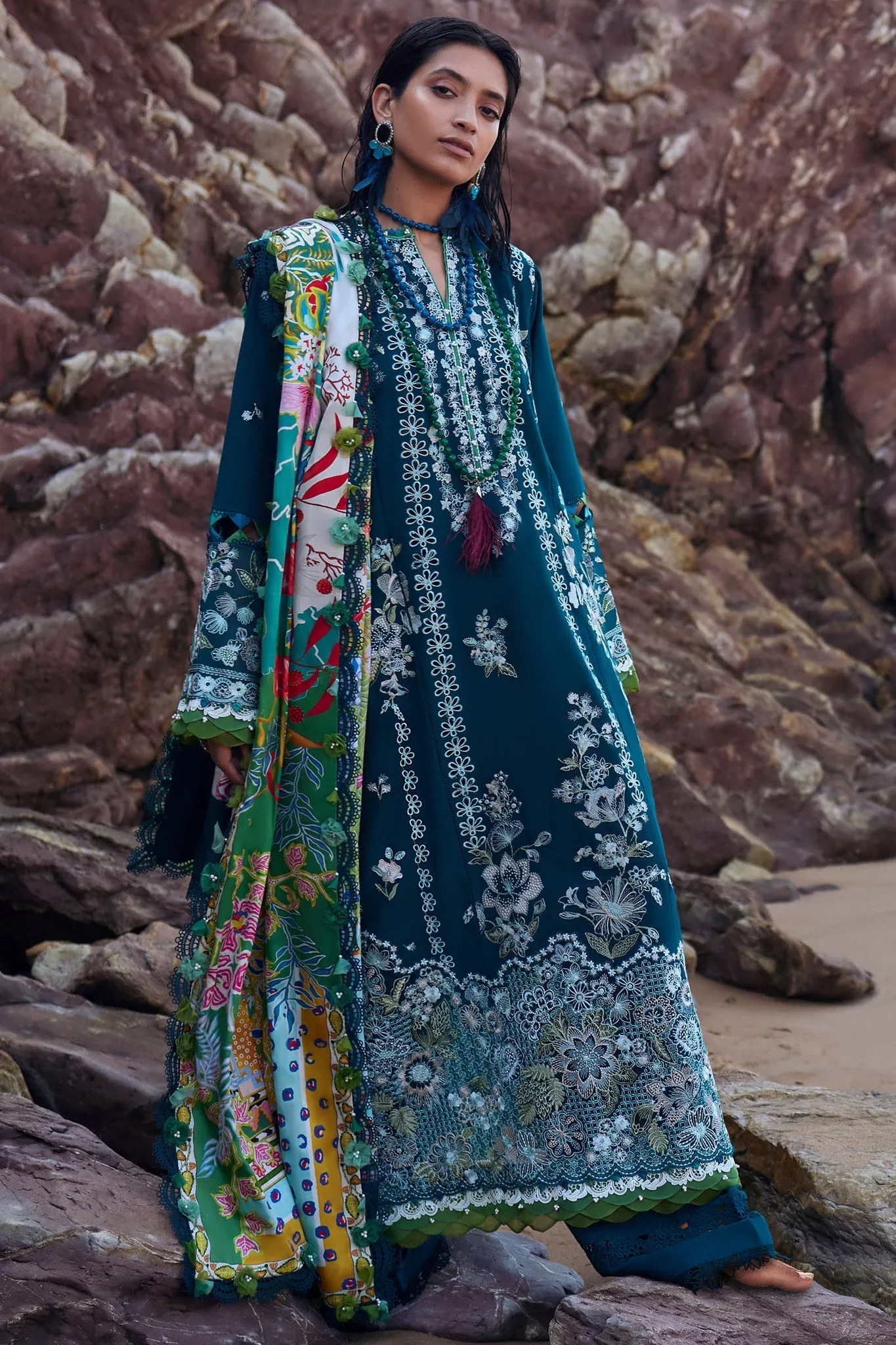Berry Blue Embroidered Pakistani Salwar Kameez Dupatta Salwar Suit