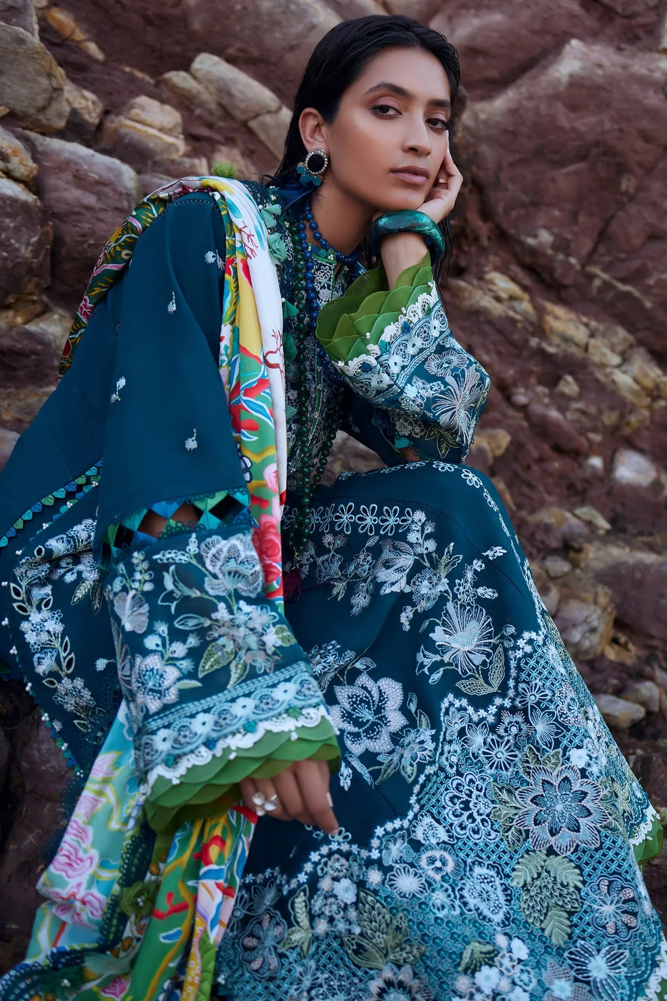 Berry Blue Embroidered Pakistani Salwar Kameez Dupatta Salwar Suit