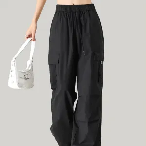 Black Parachute Cargo Pocket Trousers