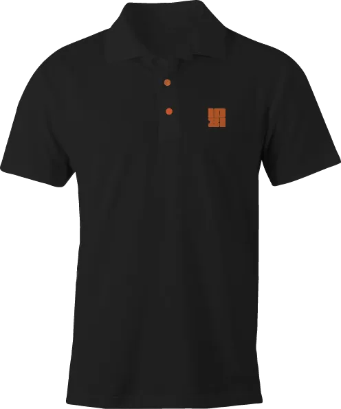 Black Polo with 1031 Orange Embroidery Halloween Inspired Business Casual