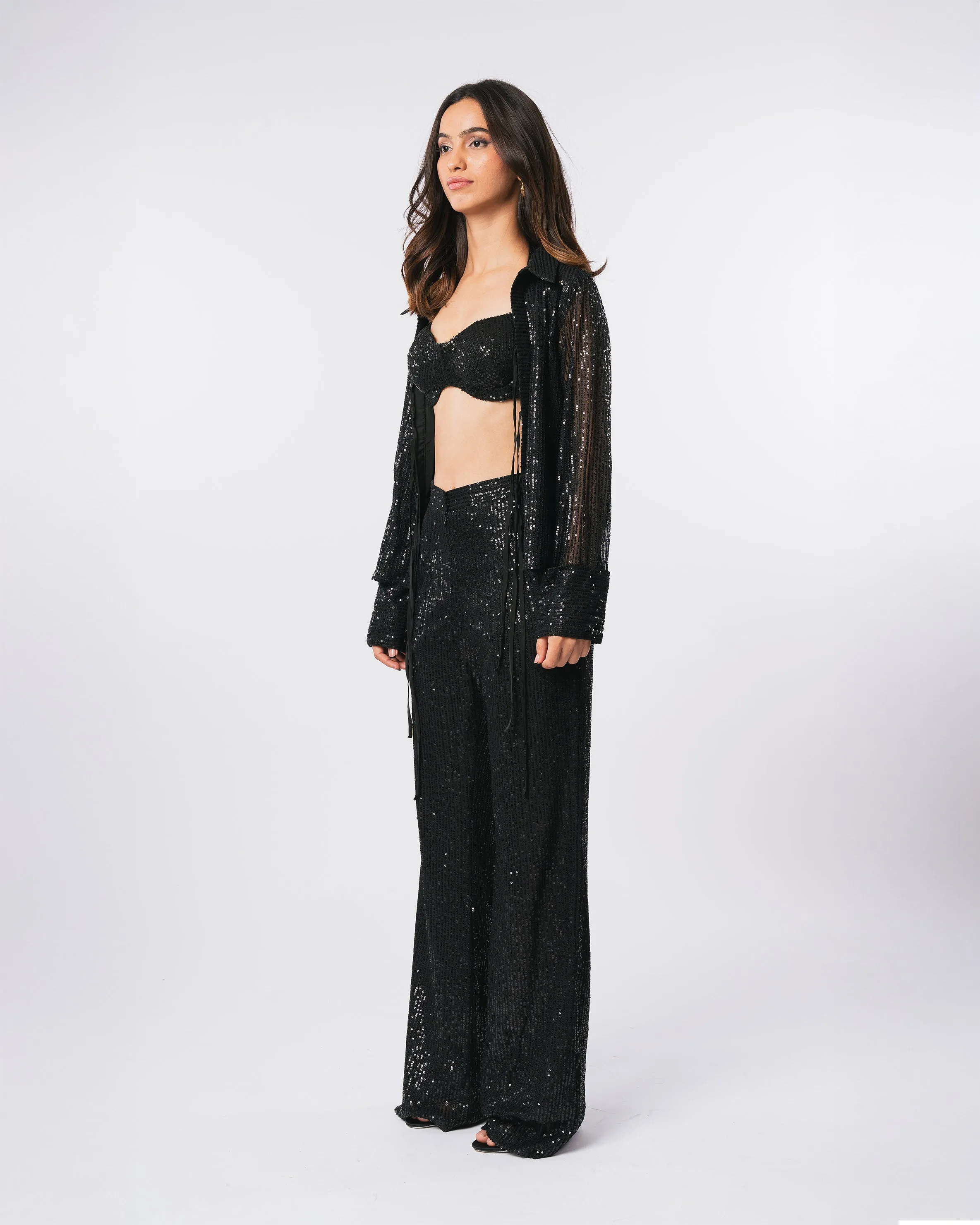 BLACK SEQUIN SHIRT