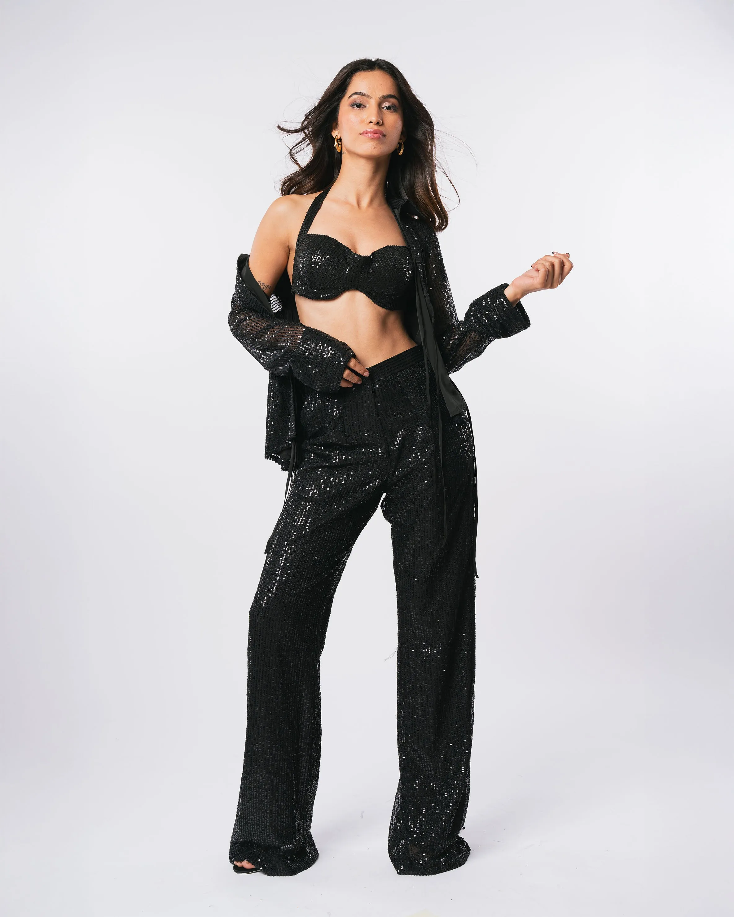 BLACK SEQUIN SHIRT