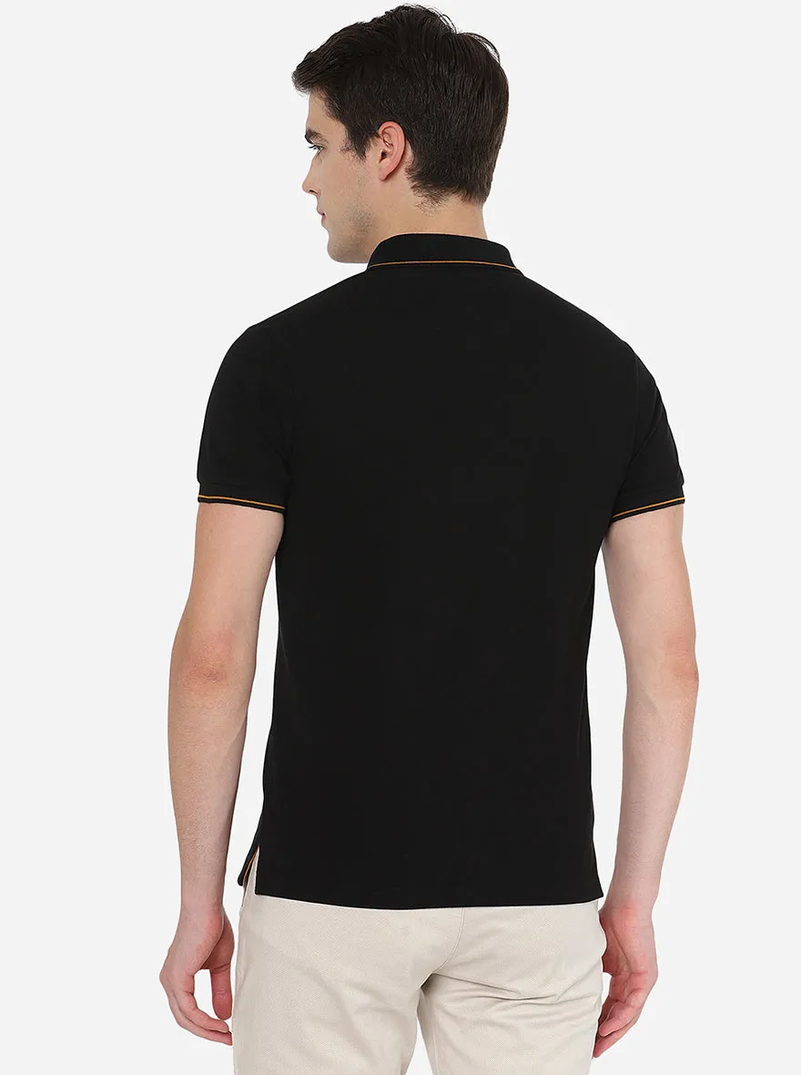 Black Solid Slim Fit Polo T-Shirt | Greenfibre