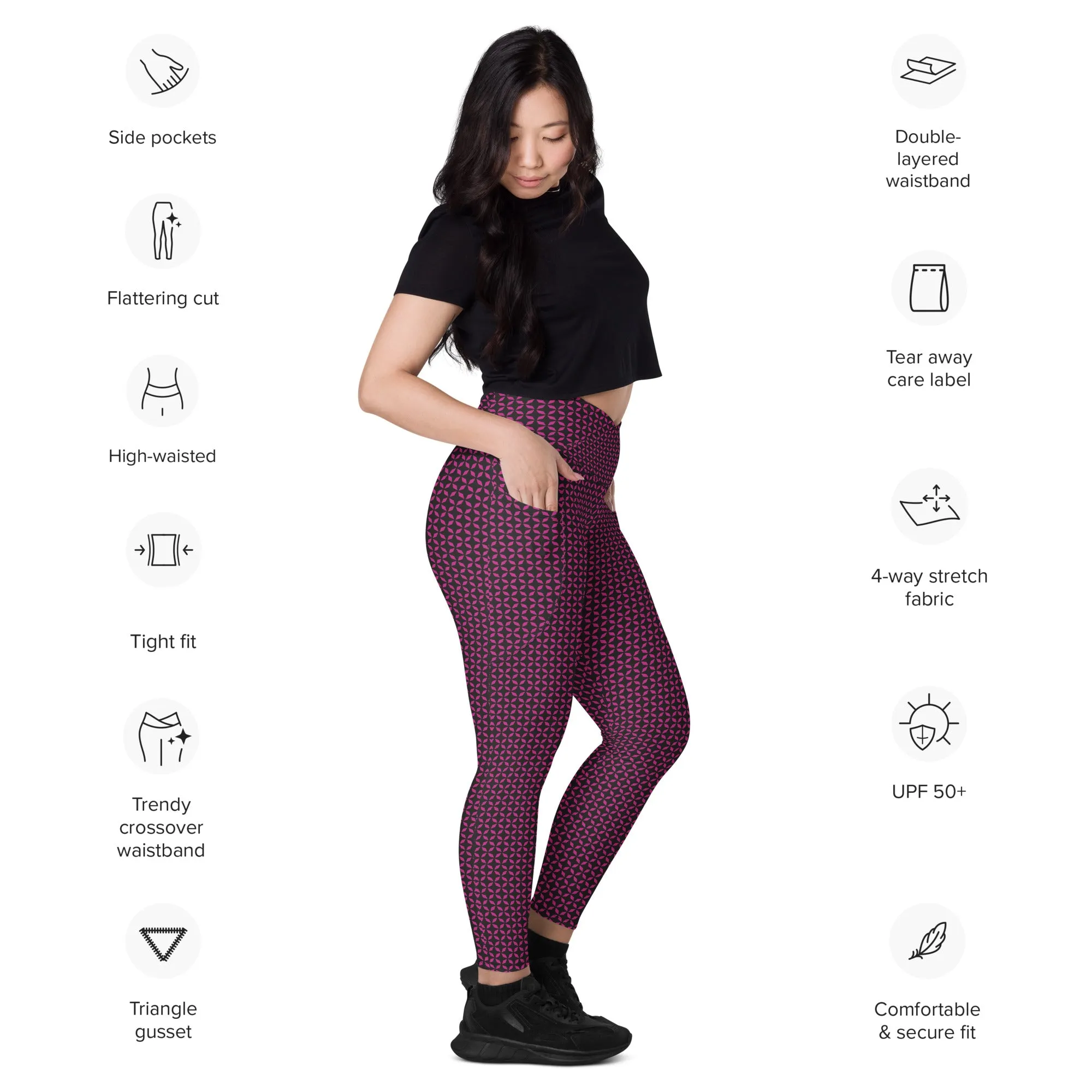 Black star  leggings with pockets