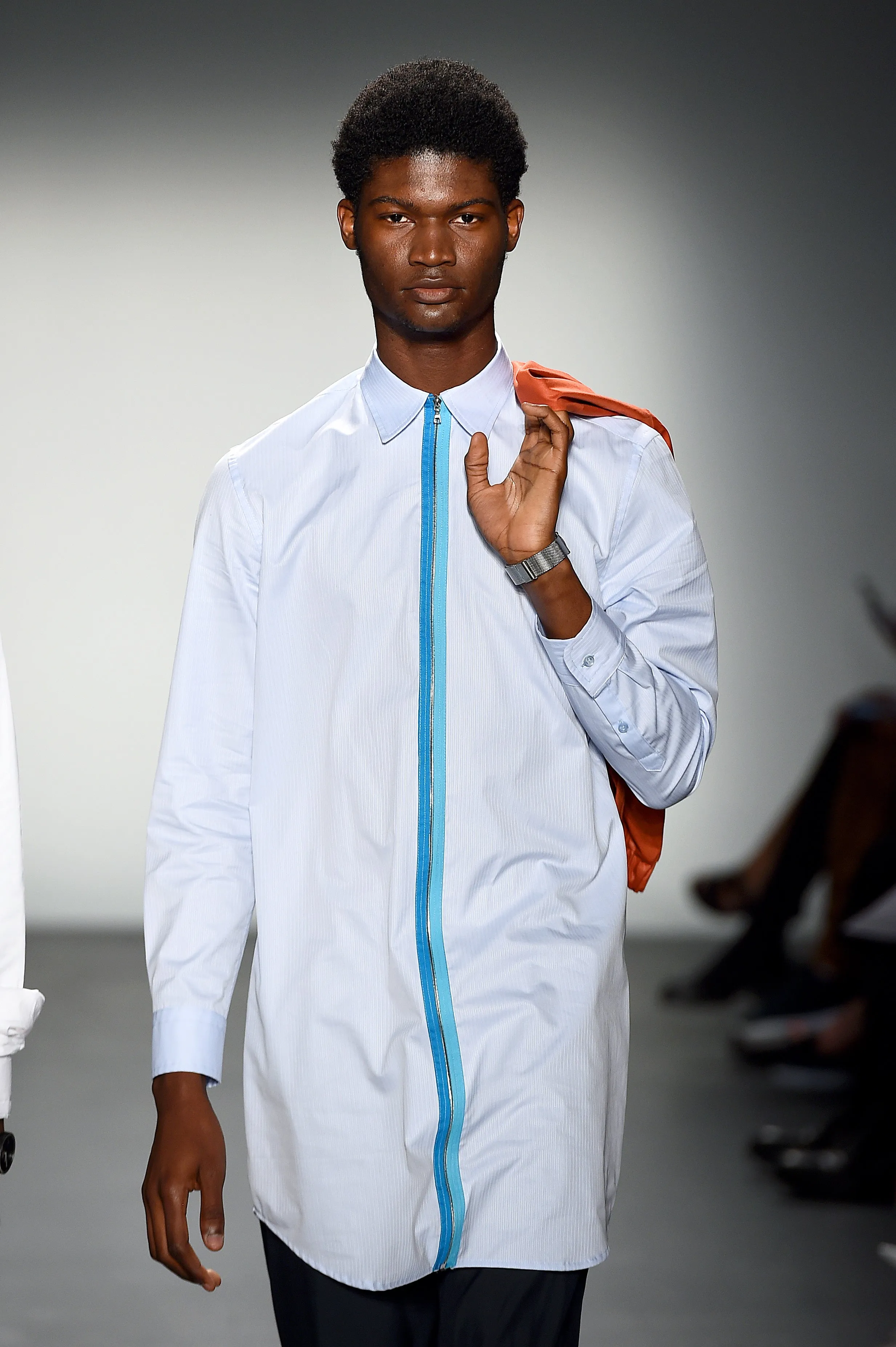 Blue Two-Tone Zipper Shirt