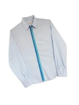 Blue Two-Tone Zipper Shirt