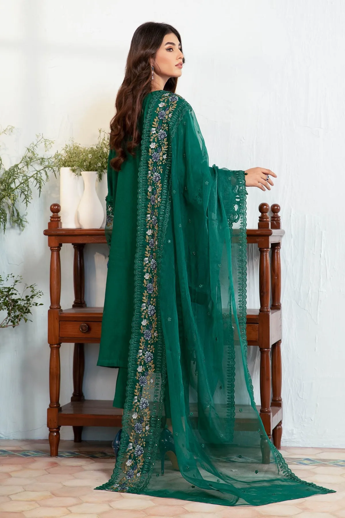 Bottle Green Embroidered Pakistani Salwar Kameez Dupatta Salwar Suit