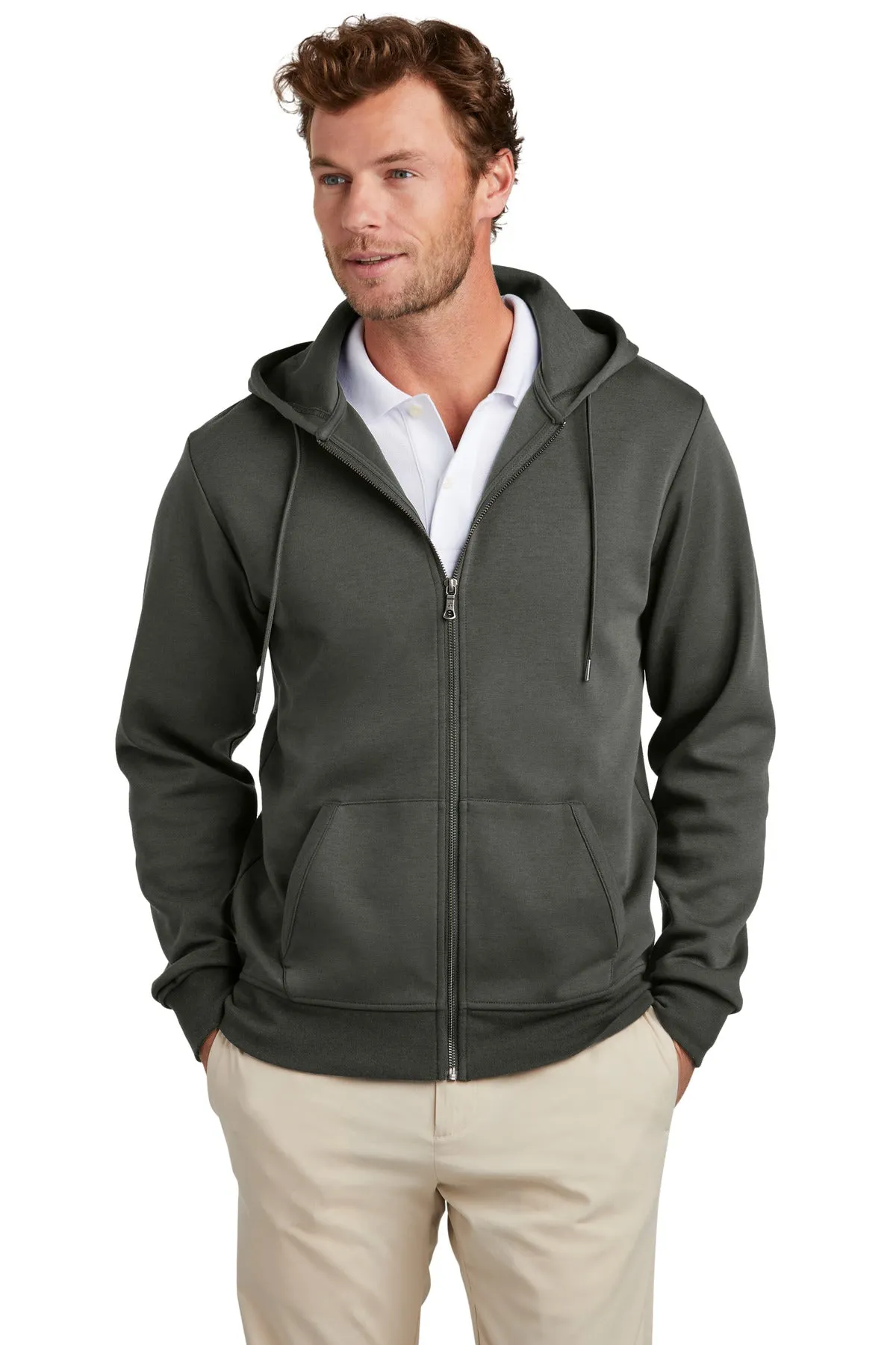 Brooks Brothers Double-Knit Full-Zip Hoodie BB18208 Windsor Grey