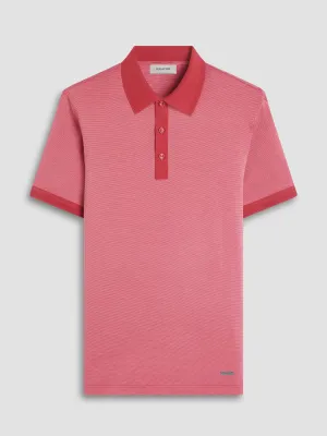 Bugatchi Birdseye Three Button Polo - Brick