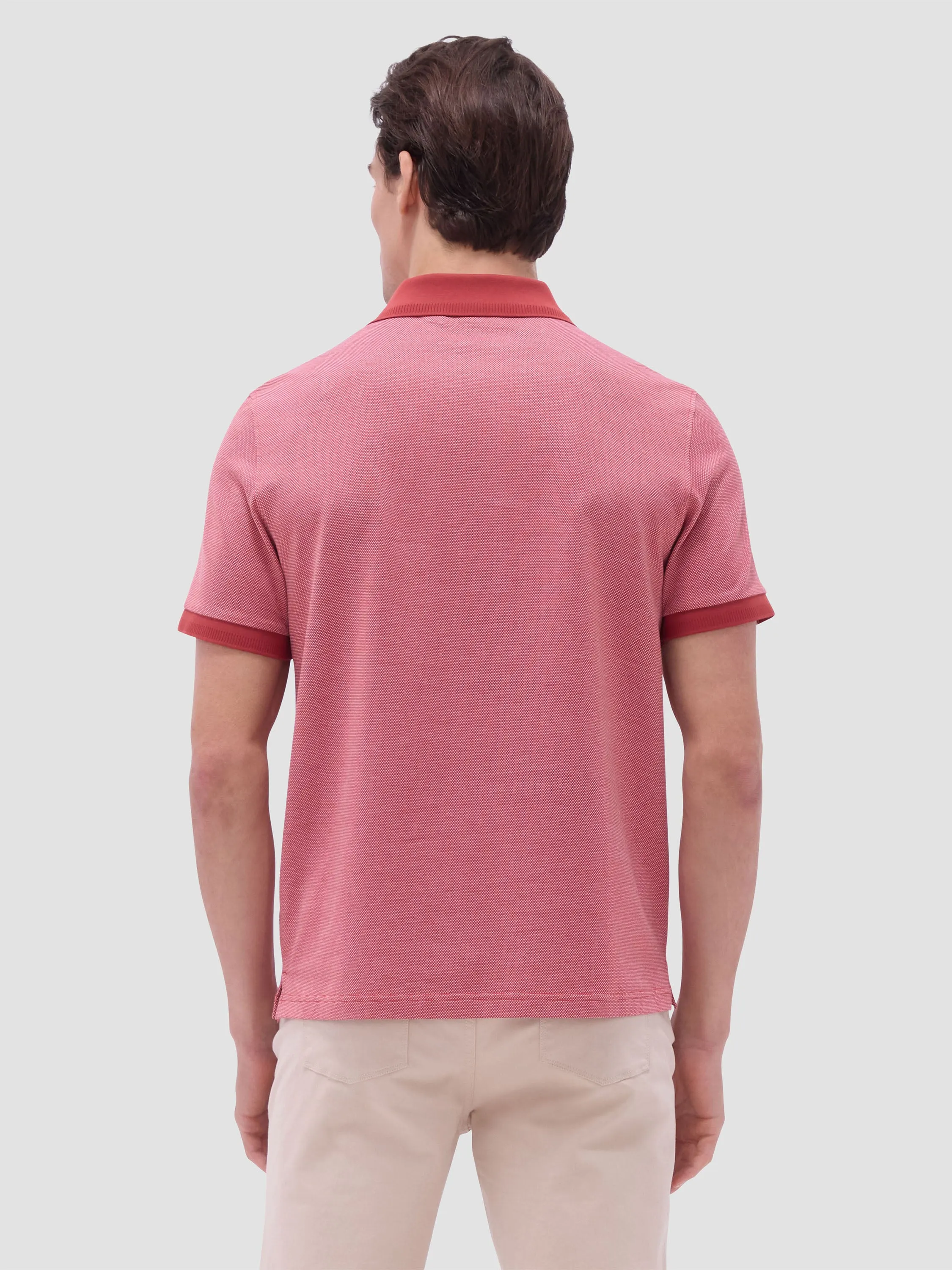 Bugatchi Birdseye Three Button Polo - Brick