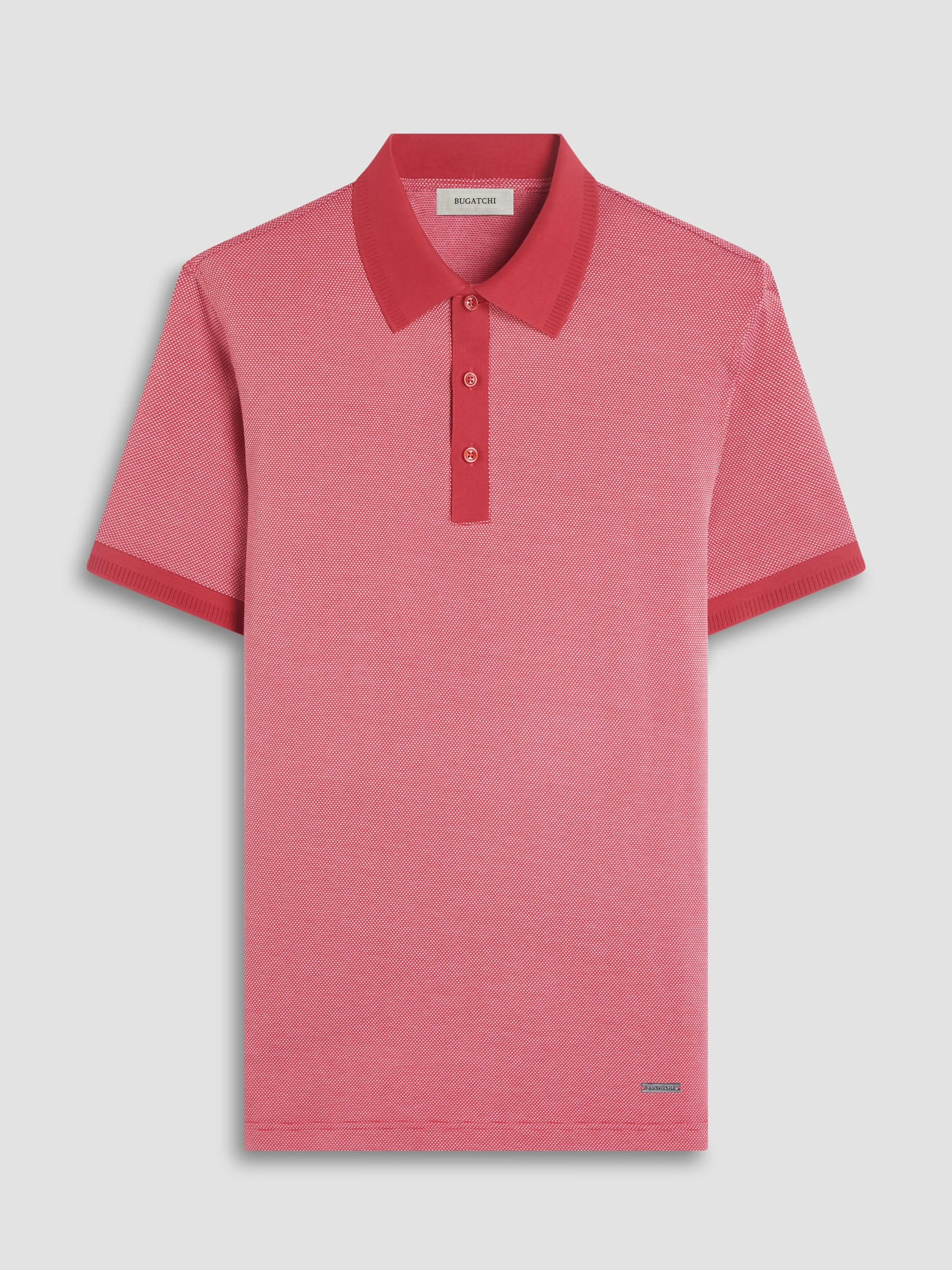 Bugatchi Birdseye Three Button Polo - Brick
