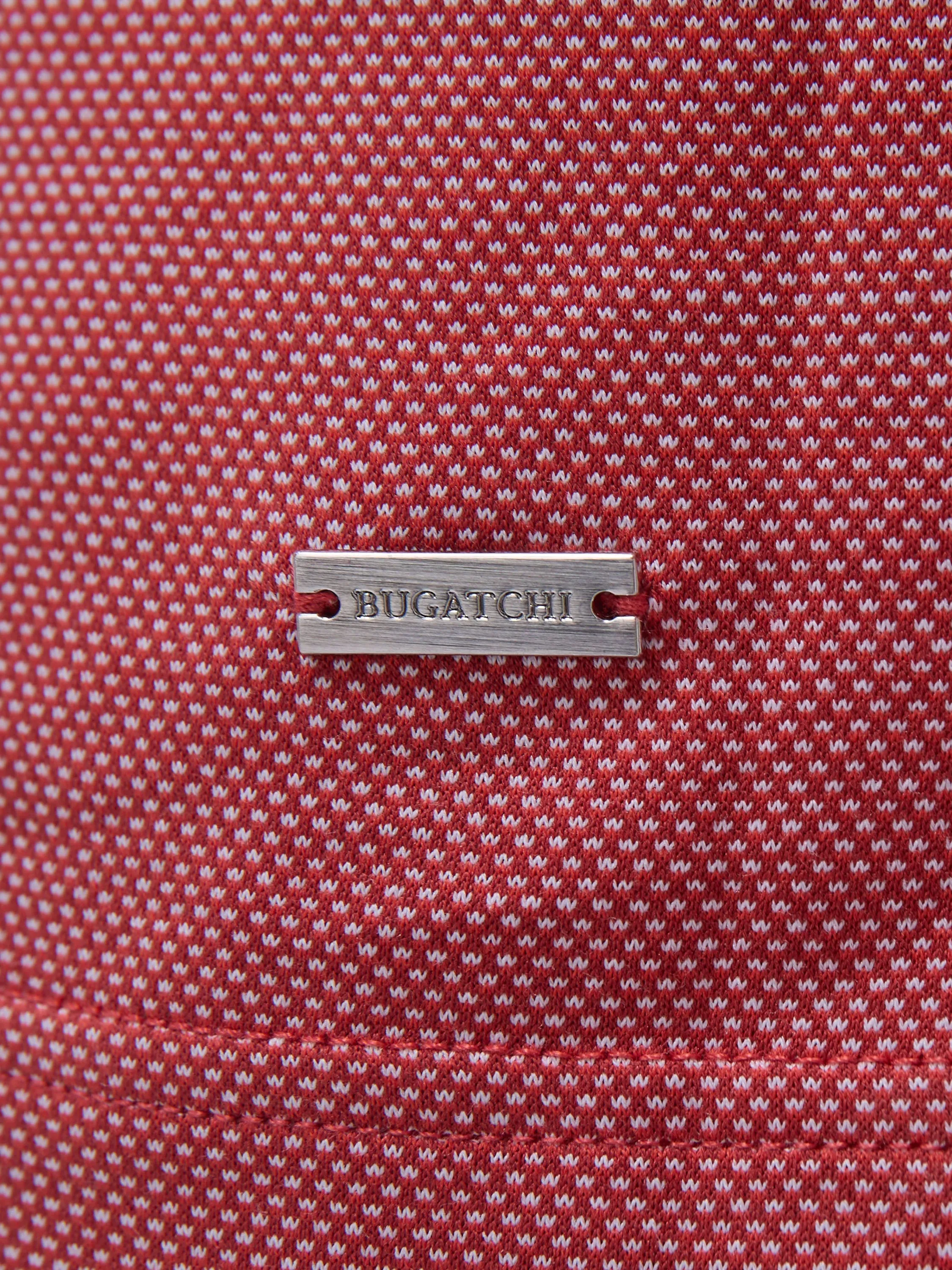Bugatchi Birdseye Three Button Polo - Brick