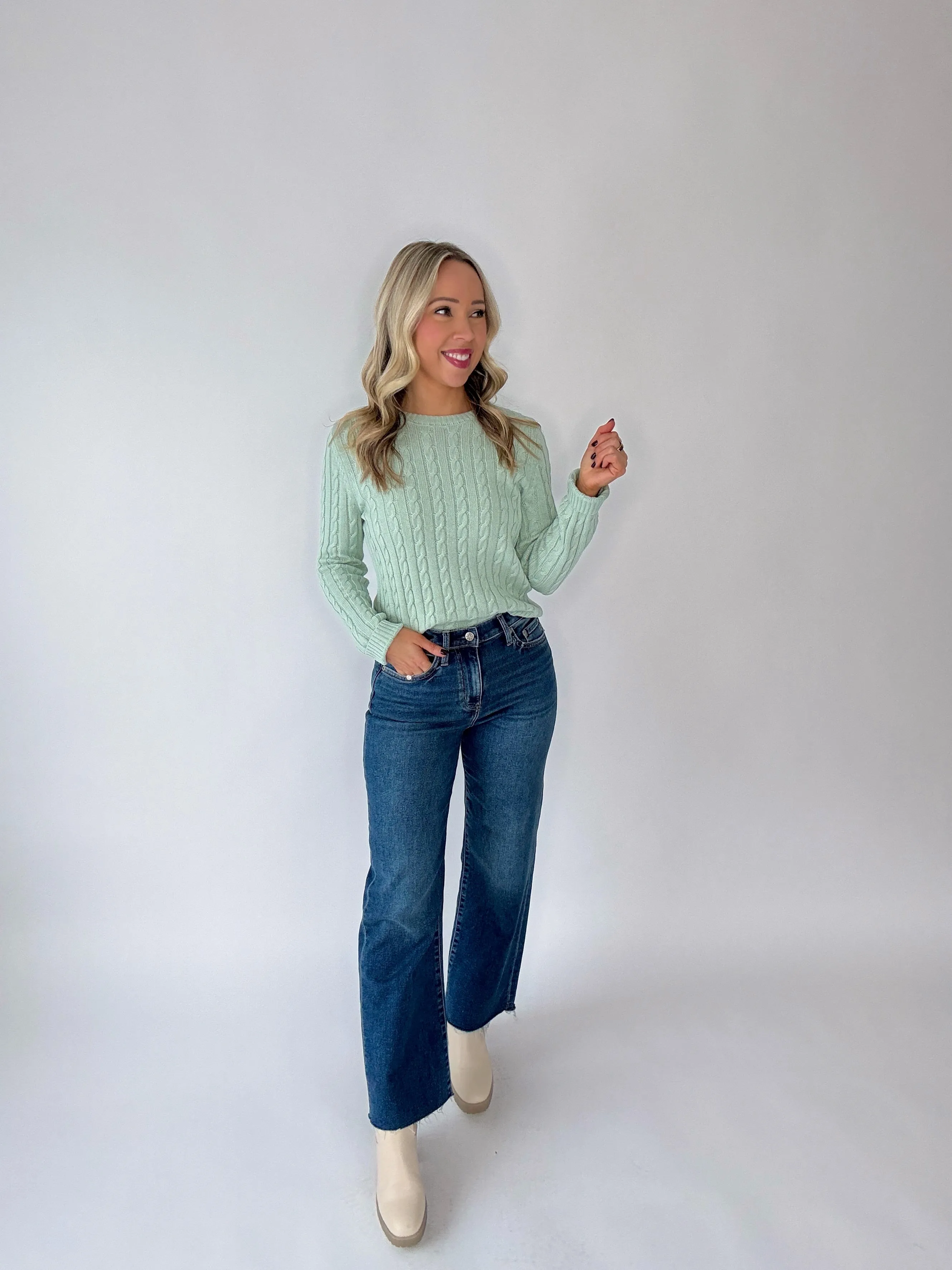 Catching Feelings Ribbed Sweater - Aquamarine