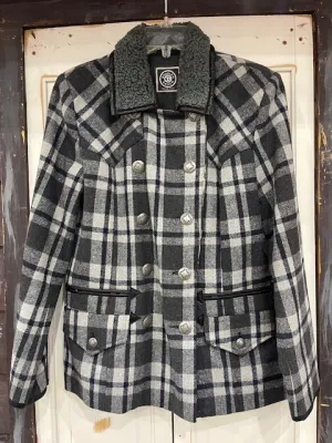 CF19-11 BLK/WHT CHECKED COAT-SM