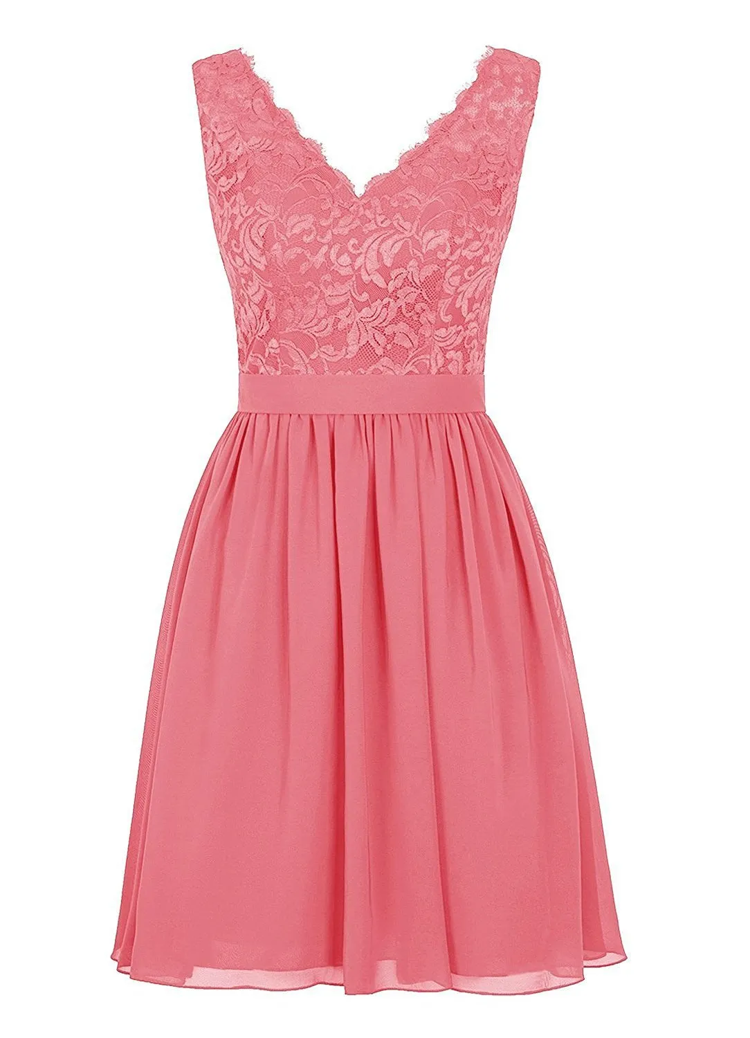 Cheap V Neck Lace Dress Bridesmaids Dress Short Prom Dress