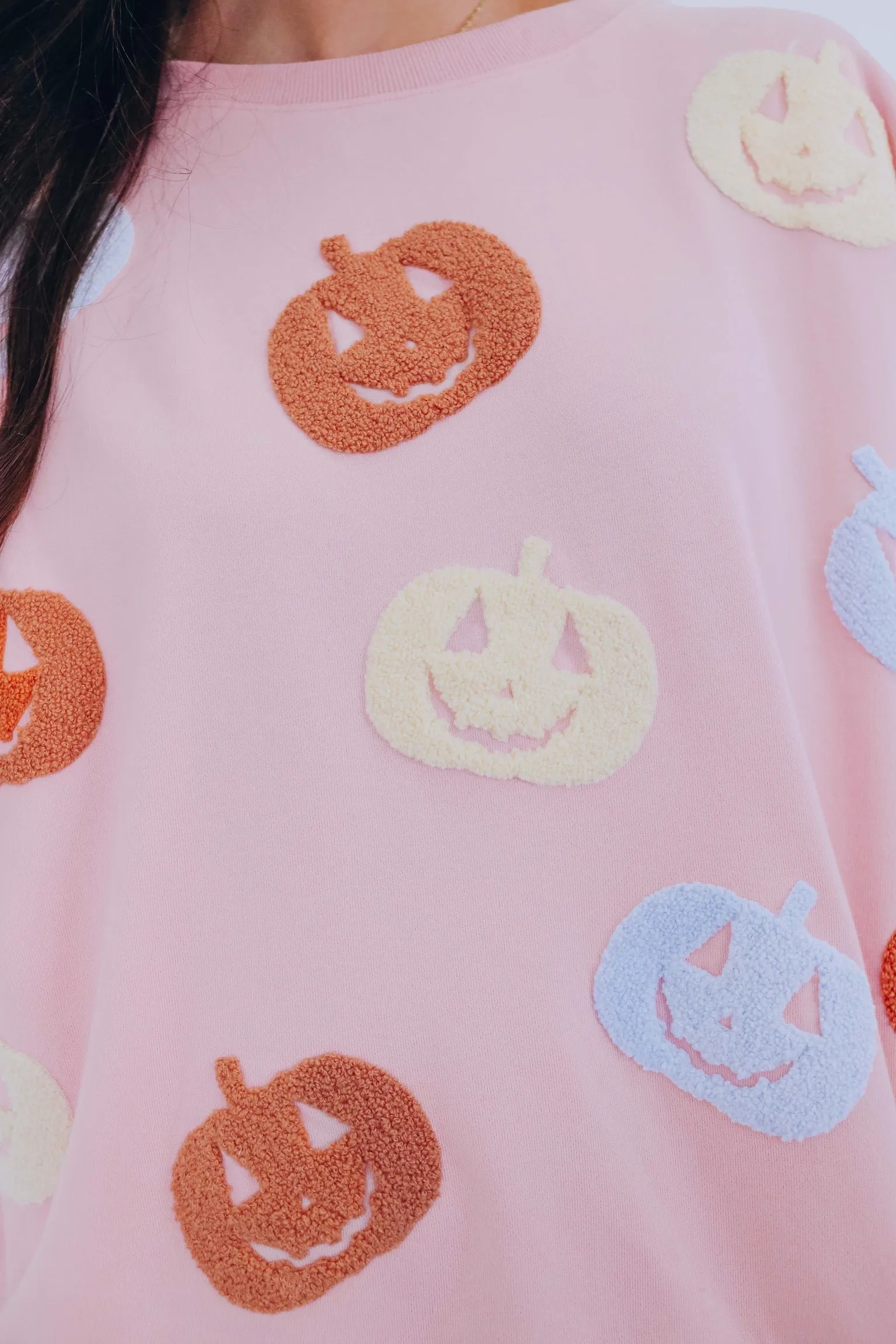 Chenille Pastel Pumpkin Patch Sweatshirt - 2 Colors