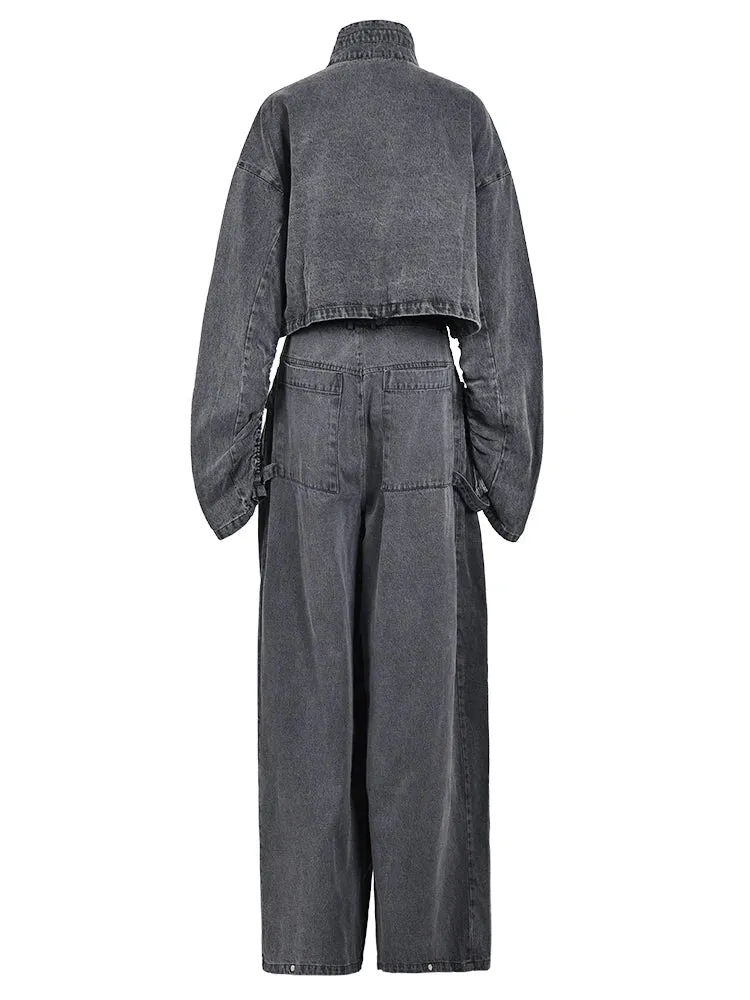 Chic Two Piece Washed Denim Set