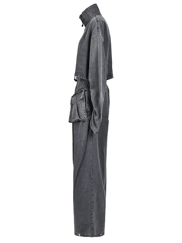 Chic Two Piece Washed Denim Set