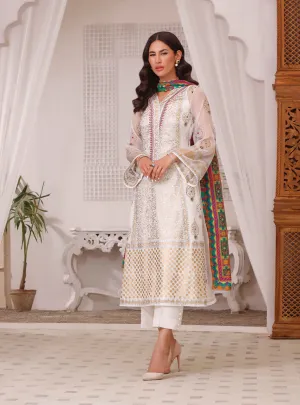 Chiffon White Salwar Kameez Dupatta Pakistani Eid Dress