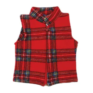 Children Tartan Fleece Sleeveless Waistcoat In Royal Stewart Tartan For 18 Months
