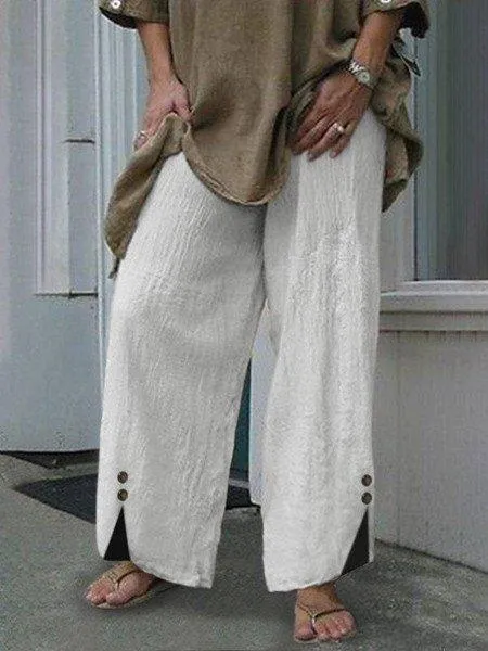 CityHottie - Linen Casual Solid Pants