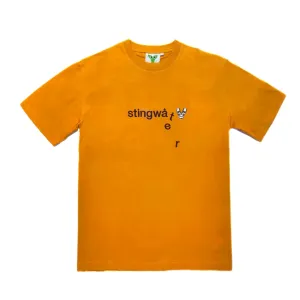 Classic melting logo and skull patch T Shirt Orange