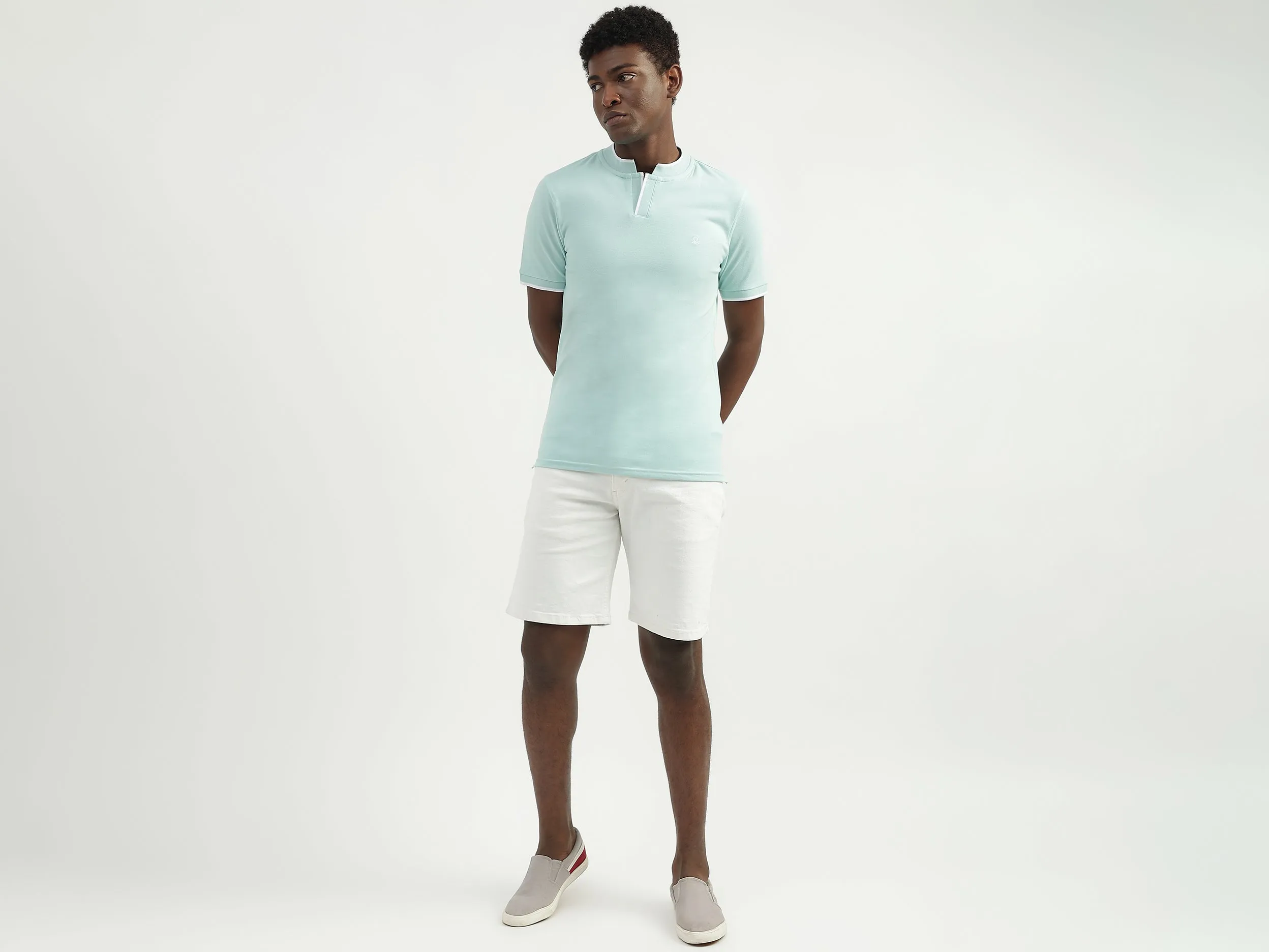 Cotton Solid Polo Collar Mens T-shirts
