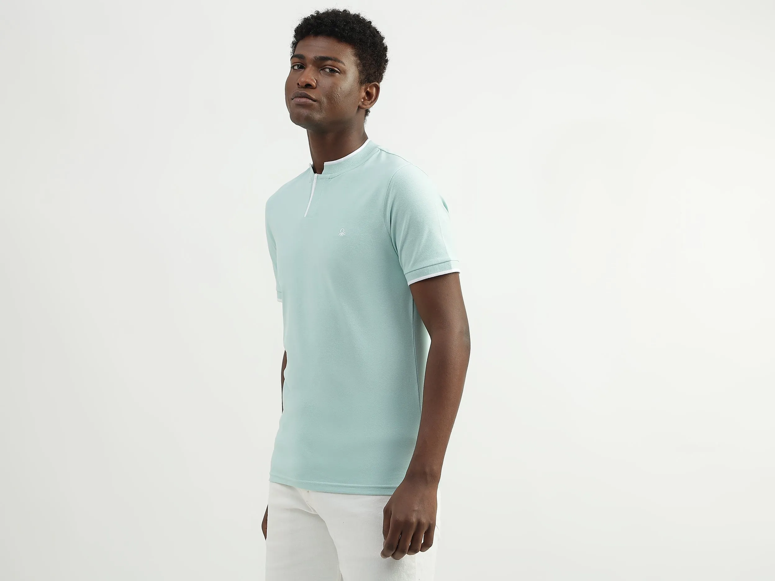 Cotton Solid Polo Collar Mens T-shirts