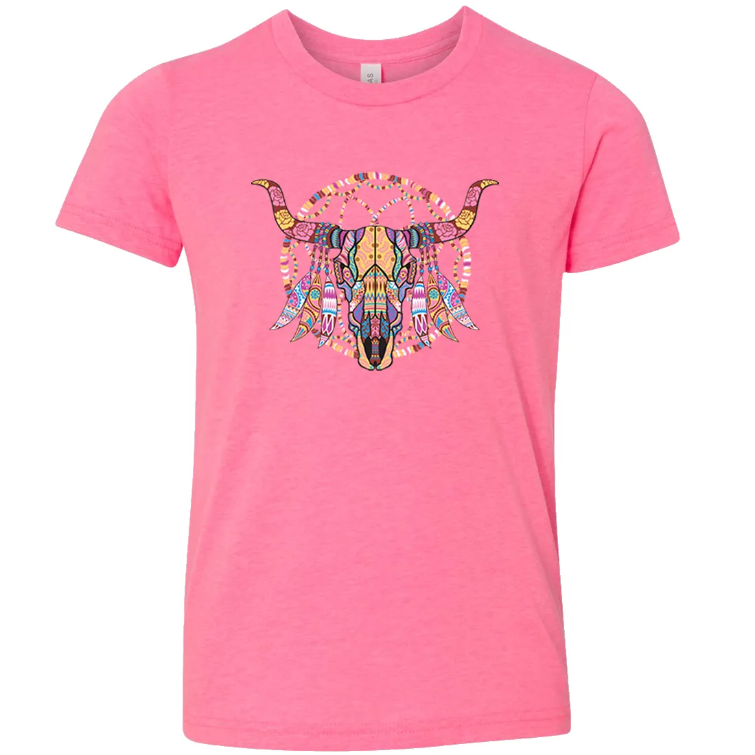 Cow Skull Mosaic Asst Colors Youth T-Shirt/tee