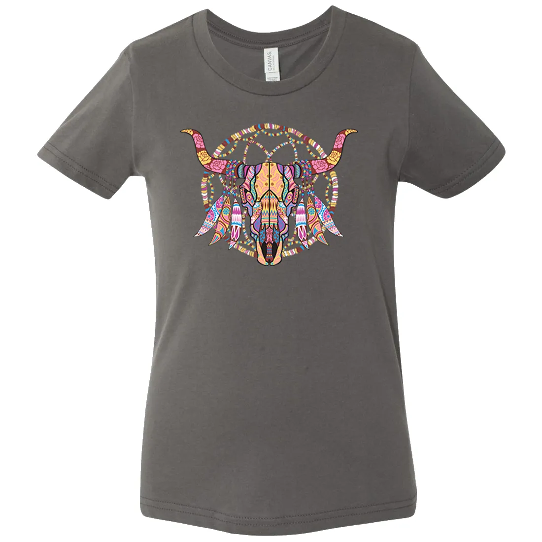 Cow Skull Mosaic Asst Colors Youth T-Shirt/tee