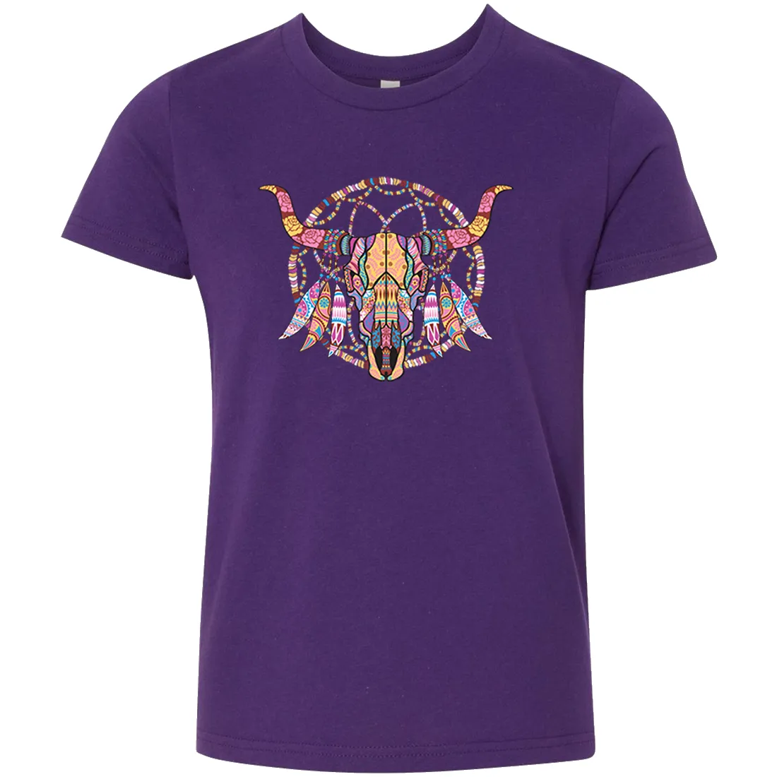 Cow Skull Mosaic Asst Colors Youth T-Shirt/tee