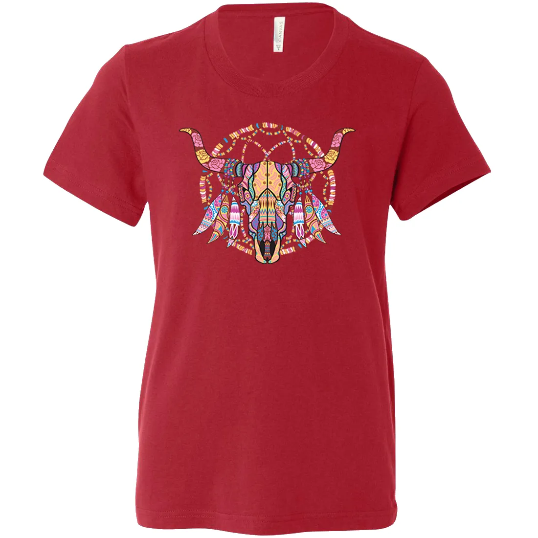 Cow Skull Mosaic Asst Colors Youth T-Shirt/tee