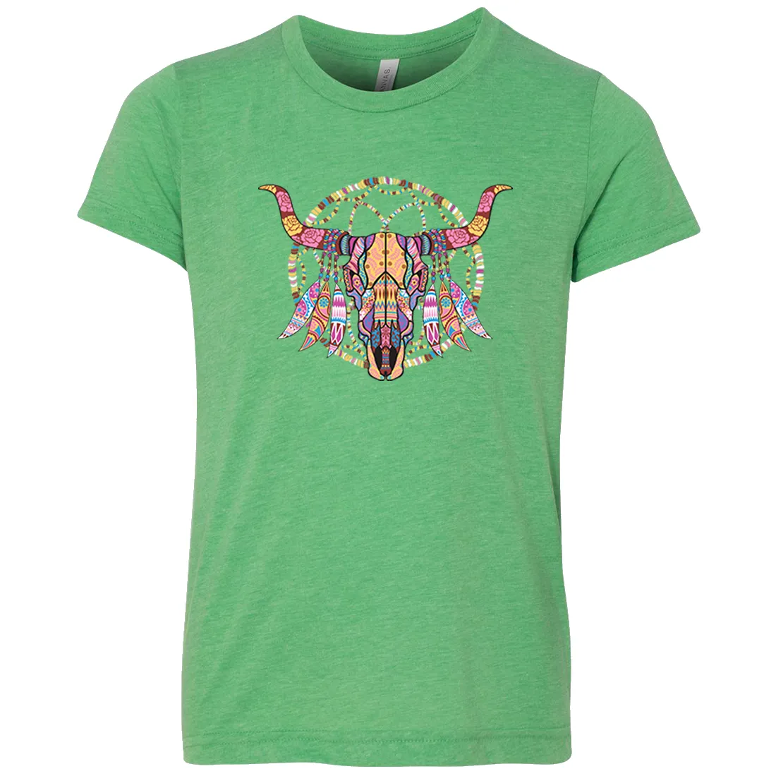 Cow Skull Mosaic Asst Colors Youth T-Shirt/tee