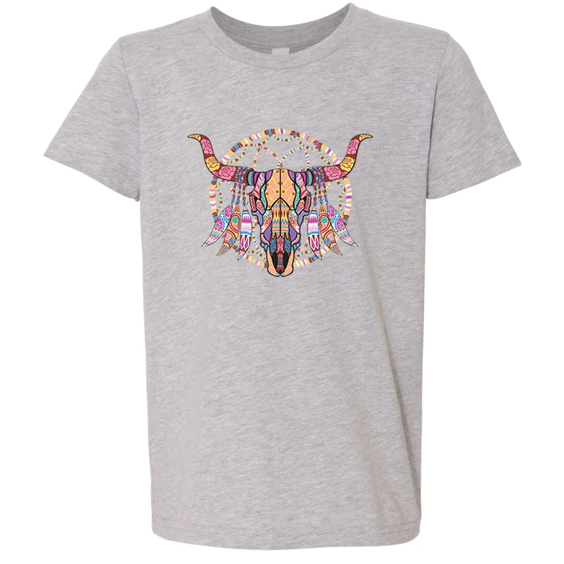 Cow Skull Mosaic Asst Colors Youth T-Shirt/tee