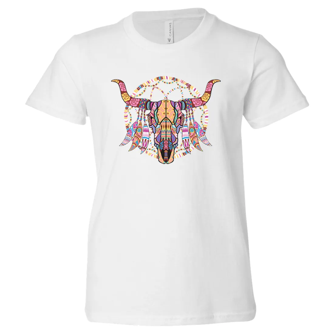 Cow Skull Mosaic Asst Colors Youth T-Shirt/tee