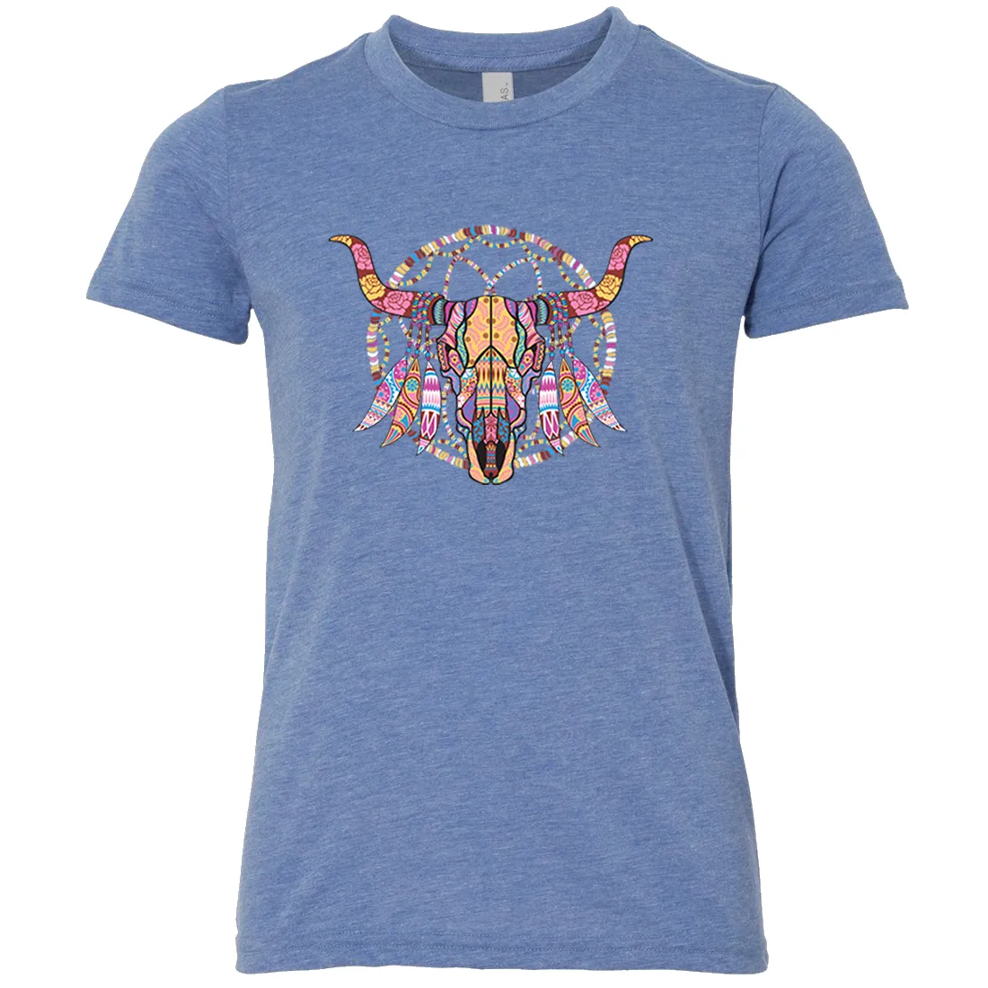 Cow Skull Mosaic Asst Colors Youth T-Shirt/tee