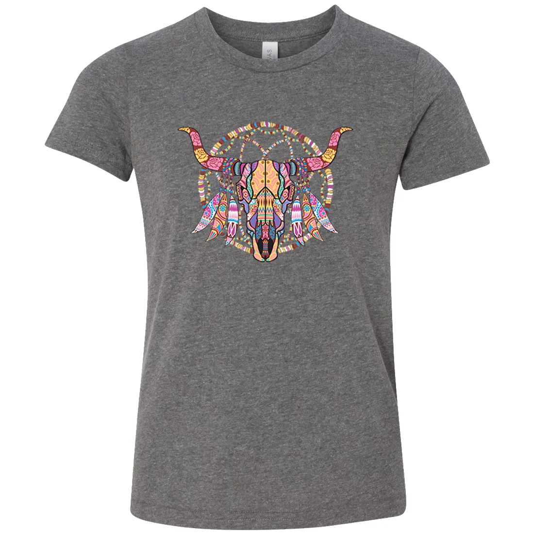 Cow Skull Mosaic Asst Colors Youth T-Shirt/tee